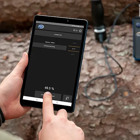 Medidor de humedad de materiales de construcción - Comprobación de la medición en la APP