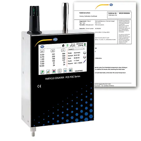 Medidor de partículas PCE-PQC 33EU incl. certificado de calibración