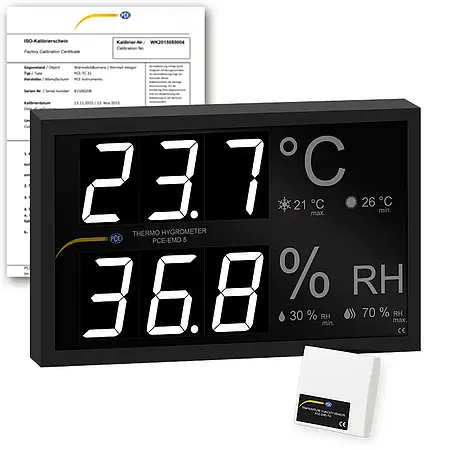 Visualizador de temperatura y humedad incl. certificado de calibración ISO