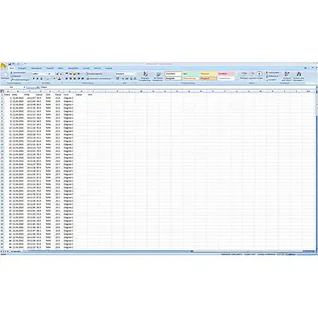 Higrómetro - Excel con los datos