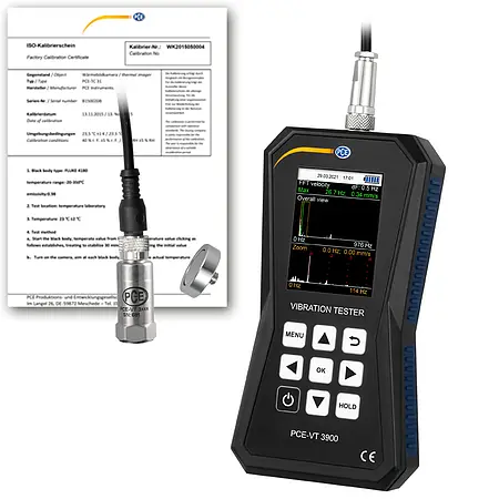 Acceleration Kunde PCE-VT 3900-ICA inklusive ISO-kalibreringscertifikat