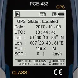 Arbejdsmiljø- og sikkerhedsmåler PCE-432 Display GPS