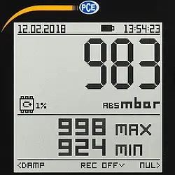 Absolutt trykmålingsenhed PCE-PDA A100L-display