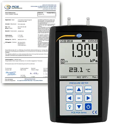 Druckmesser PCE-PDA 1L-ICA inkl. ISO-Kalibrierzertifikat