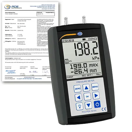 Reinraum Messgerät PCE-PDA 100L-ICA inkl. ISO-Kalibrierzertifikat