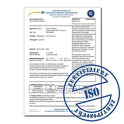 ISO calibration certificate for closing force measuring device BIA 600