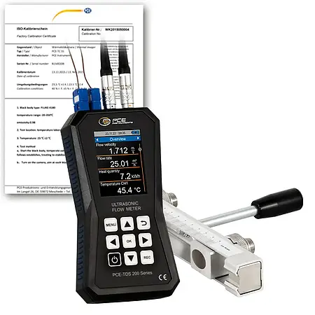 Ultrasonic Flow Meter PCE-TDS 200+ SR-ICA incl. ISO-Calibration Certificate