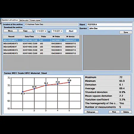 Ultrasonic testing device PCE-3500 software