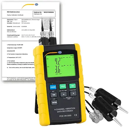 Vibration Analyzer PCE-VM 5000-KIT-ICA incl. ISO Calibration Certificate