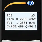 Portable Ultrasonic Flow Meter PCE-TDS 100HS display