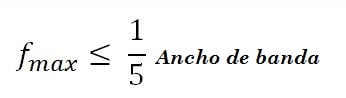 Osciloscopio: Fórmula de la frecuencia máxima con relación al ancho de banda