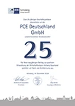 Certificate 25th Business Anniversary of PCE Instruments