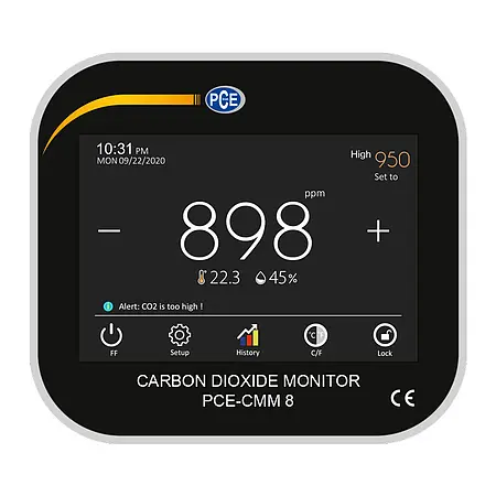 Aerosol particle counter PCE-CMM 8 display