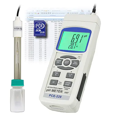 pH Meter PCE-228-ICA incl. ISO calibration certificate