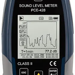 Class 2 Data-Logging Decibel Meter PCE-428 screen