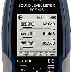 Class 2 Data Logging Decibel Meter PCE-428 display 2