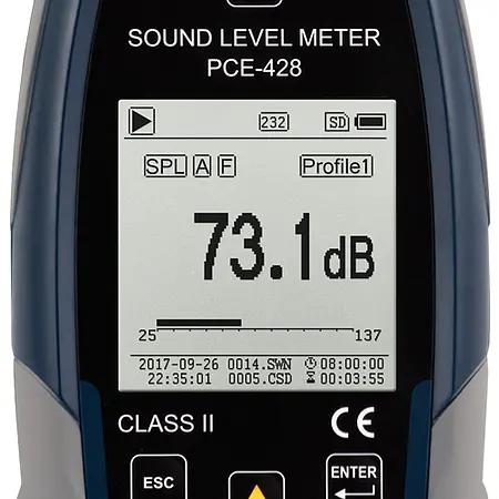 lass 2 Data-Logging Noise Meter / Sound Meter PCE-428 screen