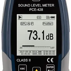 Class 2 Data-Logging SPL Meter PCE-428 screen