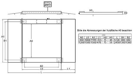 Counting Scale PCE-SD 1500 SST technical drawing