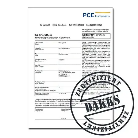 DAkkS calibration certificate for closing force measuring device (mechanical)