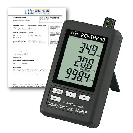 Data Logger with USB Interface PCE-THB 40-ICA incl. ISO Calibration Certificate 