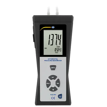 Differential Pressure Manometer PCE-P01-ICA Incl. ISO Calibration Certificate