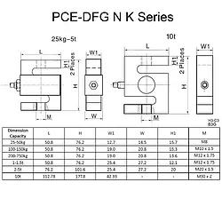 Dimensions S load cell / Force Gage PCE-DFG N 50K