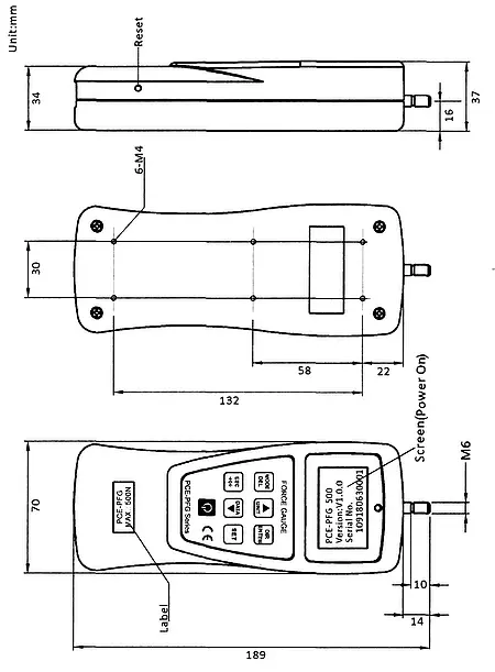 Force Gauge PCE-PFG 20 dimensions