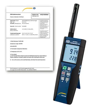 Handheld Humidity Detector PCE-330-ICA Incl. ISO Calibration Certificate