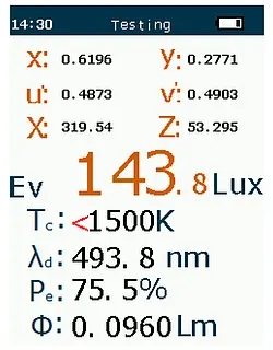 LED Light Meter PCE-CRM 40 Display