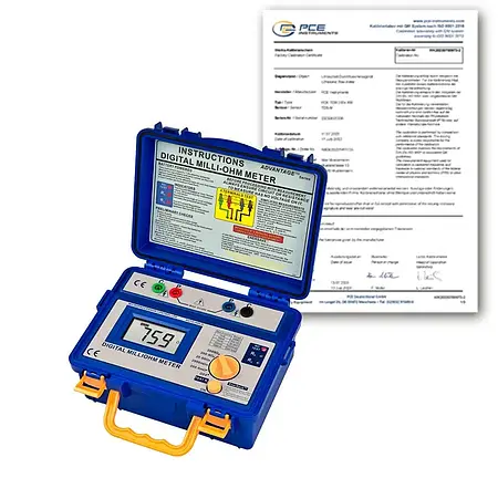 Milliohm Meter PCE-MO 2002-ICA incl. ISO-Calibration certificate