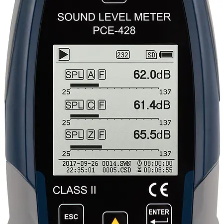 Outdoor Decibel Meter PCE-428-EKIT display