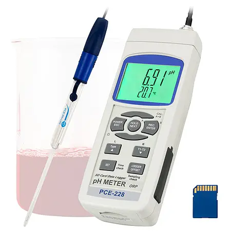 pH meter PCE-228LIQ-ICA incl. ISO calibration certificate