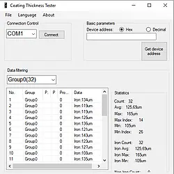 Surface Testing - Coating Thickness Gauge PCE-CT 65 software