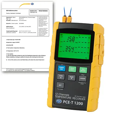 Temperature Data Logger PCE-T 1200-ICA incl. ISO Calibration Certificate