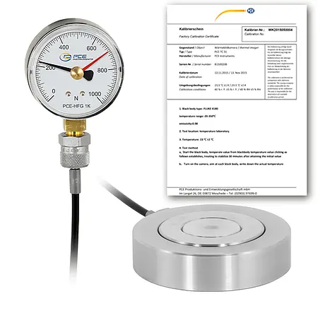 Tension Dynamometer PCE-HFG 1K-E100-ICA Incl. ISO Calibration Certificate