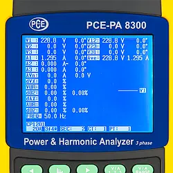 Three- / 3- Phase Power Meter / 3-Phase Power Analyzer PCE-PA 8300 display