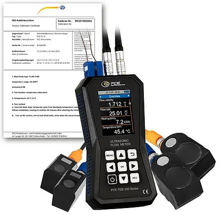 Ultrasonic Flow Meter PCE-TDS 200+ SM-ICA incl. ISO-Calibration Certrificate