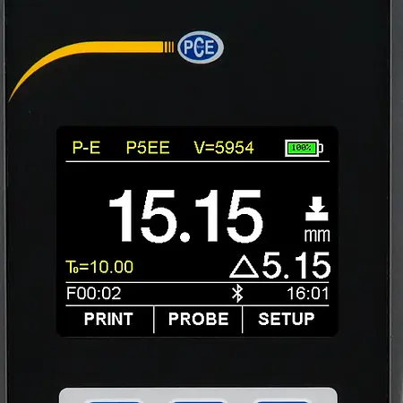 Ultrasonic Thickness Gauge PCE-TG 300-HT5 display