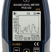 Class 1 Data-Logging Decibel Meter with GPS PCE-432 display