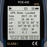 Class 1 Data-Logging Decibel Meter with GPS PCE-432 display