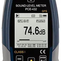 Class 1 Data-Logging Noise Meter / Sound Meter w/GPS PCE-432 display