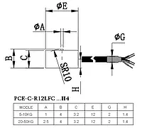 Force Gage PCE-C-R12LFC-H4 series 5-50 kg - diagram