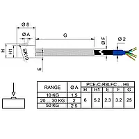 Force Gage PCE-C-R8LFC series 10-50 kg - dimension