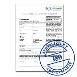 Certificat d'étalonnage ISO (Pression)