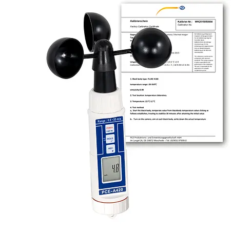 Air Velocity Meter PCE-A420-ICA incl. ISO Calibration Certificate