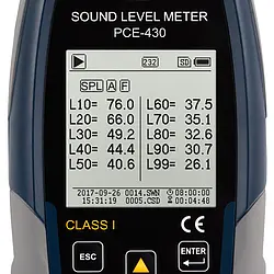 Class 1 Sound Level Meter PCE-430 - Display