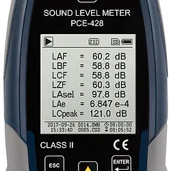 Class 2 Data Logging Decibel Meter PCE-428 screen