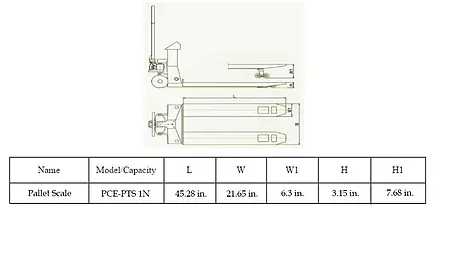 Floor Scale PCE-PTS 1N diagram dimensions