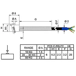 Force sensor PCE-C-R8LFC series 10-50 kg - dimension